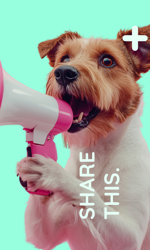 Share this - Dog with megaphone